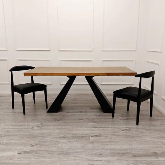 Alto Solid Wood Dining Table In Oak With Matt Black Metal Base_5