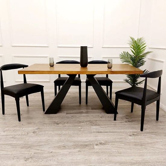 Alto Solid Wood Dining Table In Oak With Matt Black Metal Base_6