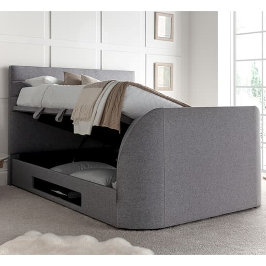 Alton Ottoman Marbella Fabric Double TV Bed In Grey Furniture in Fashion