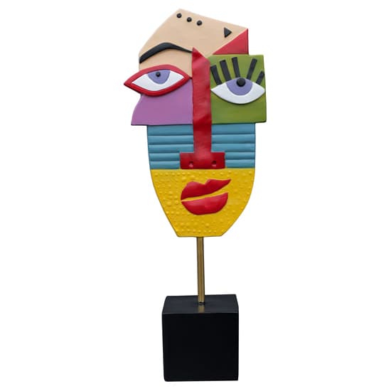 Alton Resin Abstract Face Art Sculpture In Multicolored_1