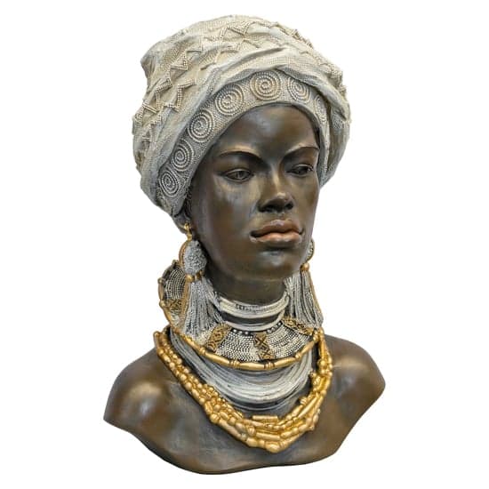 Alton Resin African Bust Small Sculpture In Antique Brown_2