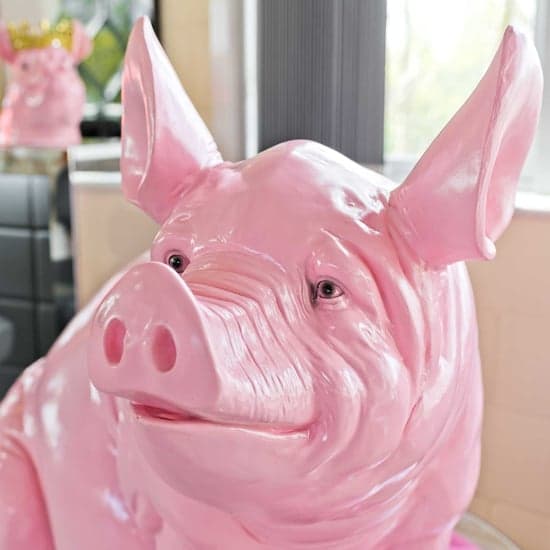 Alton Resin Big Pig Sculpture In Pink_3
