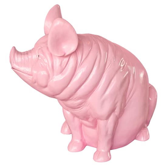 Alton Resin Big Pig Sculpture In Pink_4