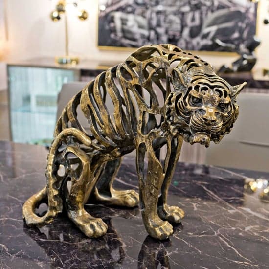 Alton Resin Hollow Tiger Sculpture In gold_1