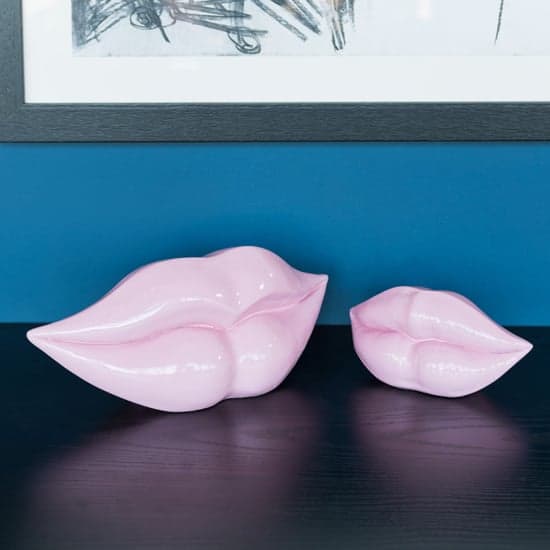 Alton Resin Lips Sculpture Large In Pink_3