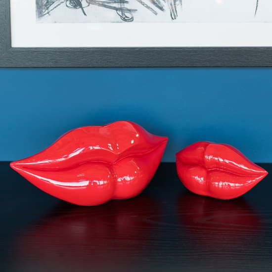 Alton Resin Lips Sculpture Large In Red_3