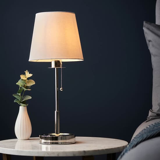 Alton Vintage White Tapered Shade Table Lamp In Polished Nickel_4