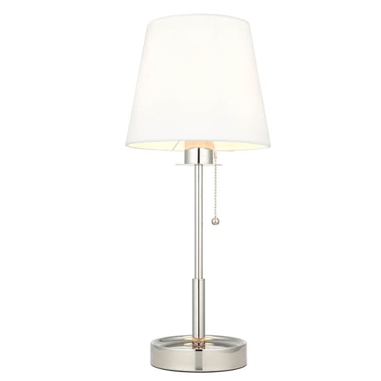 Alton Vintage White Tapered Shade Table Lamp In Polished Nickel_7