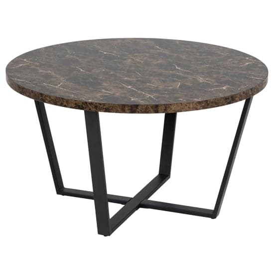 Altoona Wooden Coffee Table Round In Brown Marble Effect_2