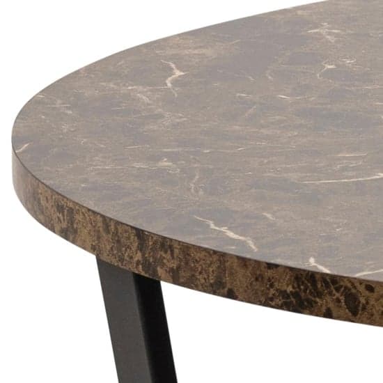 Altoona Wooden Dining Table Round In Brown Marble Effect_4