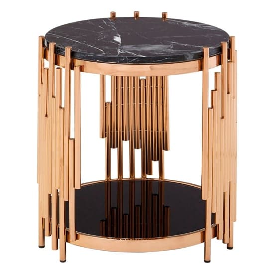 Alvara Black Marble Top Side Table With Rose Gold Frame_2