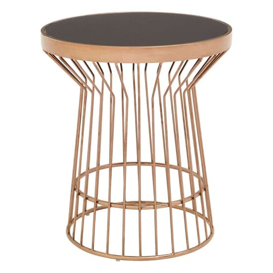 Alvara Round Black Glass Top Side Table With Copper Frame_2