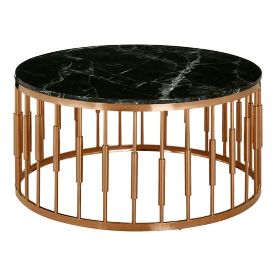 Alvara Round Black Marble Top Coffee Table With Rose Gold Base_2