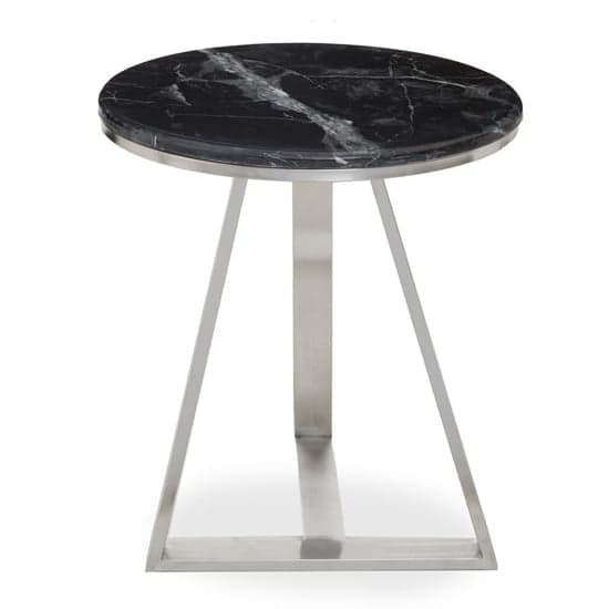 Alvara Round Black Marble Top Side Table With Silver Base_2