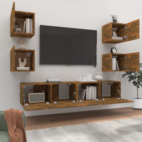 Alyson Wooden Living Room Furniture Set In Smoked Oak_2