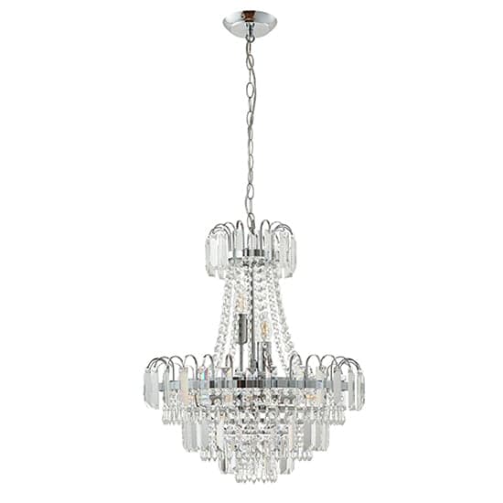 Amadis 6 Lights Glass Droplets Ceiling Pendant Light In Chrome_2