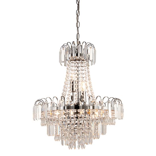 Amadis 6 Lights Glass Droplets Ceiling Pendant Light In Chrome_3