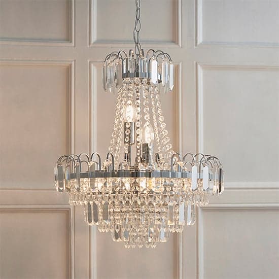 Amadis 6 Lights Glass Droplets Ceiling Pendant Light In Chrome_4