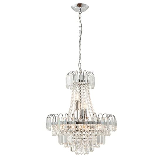 Amadis 6 Lights Glass Droplets Ceiling Pendant Light In Chrome_1