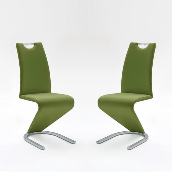 Amado Dining Chair In Olive Faux Leather In A Pair_1