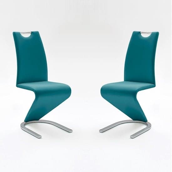 Amado Dining Chair In Petrol Faux Leather In A Pair_1