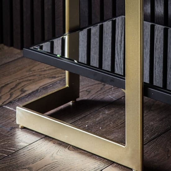 Amana Glass Top Console Table In Black With Golden Metal Frame_3