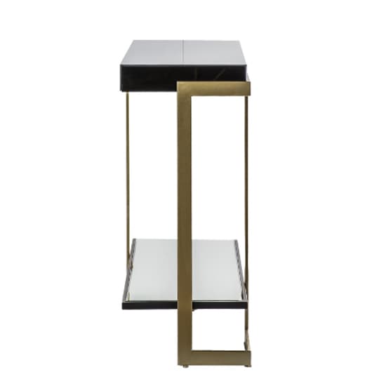 Amana Glass Top Console Table In Black With Golden Metal Frame_5