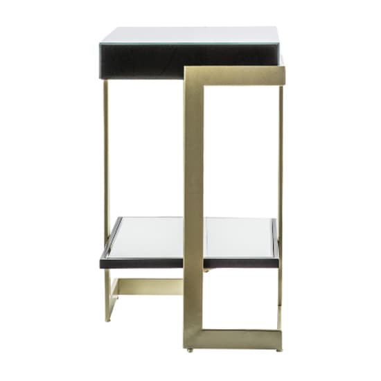 Amana Glass Top Console Table In Black With Golden Metal Frame_6