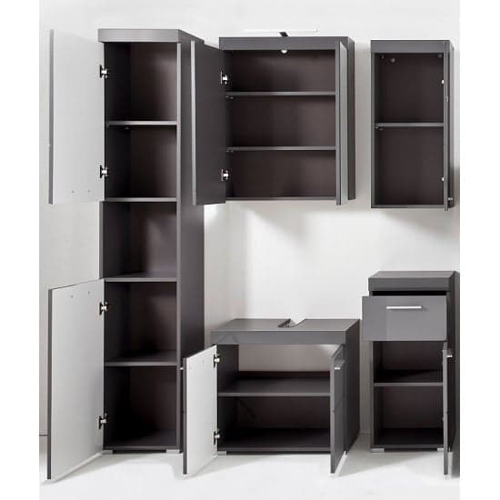 Amanda Bathroom Storage Cabinet In Grey And High Gloss Fronts_4