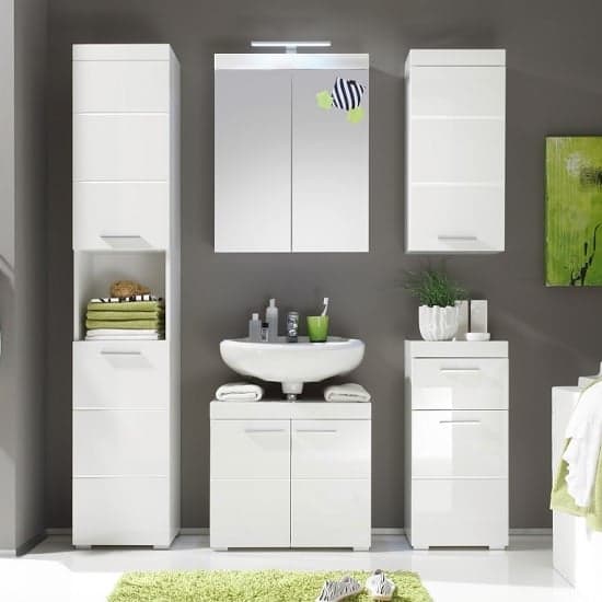 Amanda Bathroom Set In White With High Gloss Fronts And LED_2