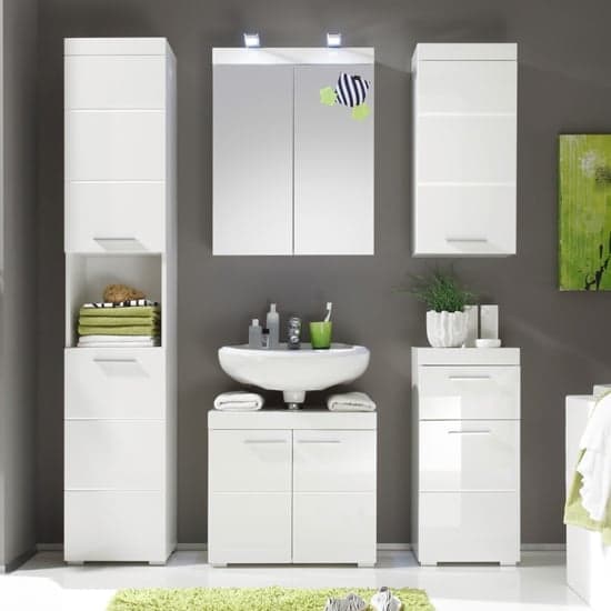 Amanda Bathroom Vanity And LED Mirror With Storage In White_3