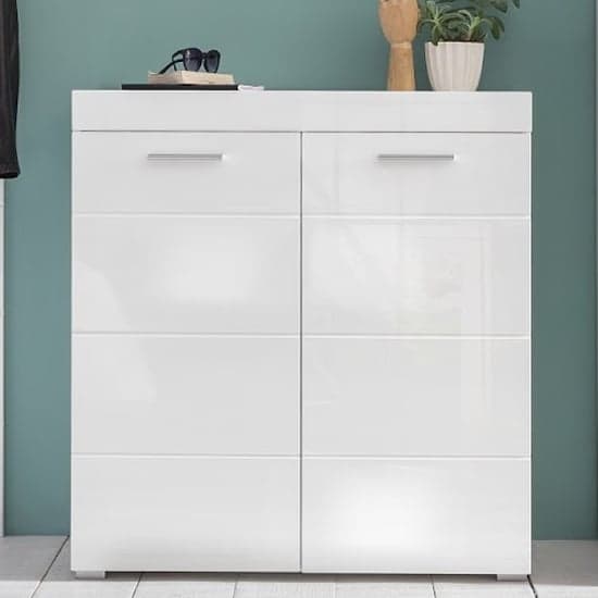 Amanda Shoe Storage Cabinet In White High Gloss