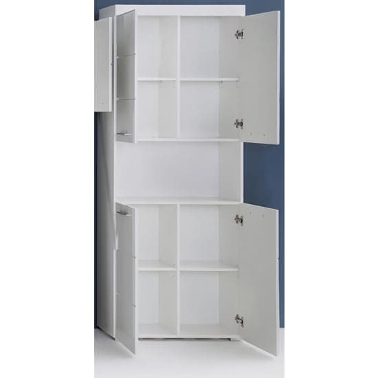 Amanda Tall Storage Cabinet In White Gloss With 4 Doors_2