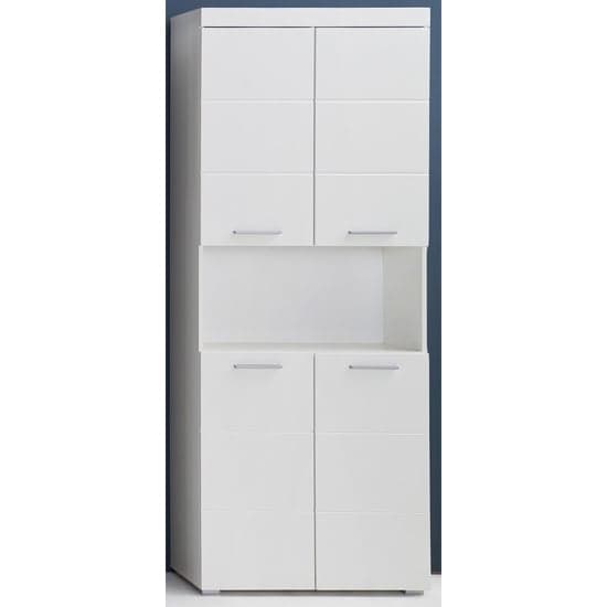 Amanda Tall Storage Cabinet In White Gloss With 4 Doors_1