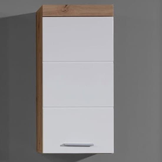 Amanda Wall Storage Cabinet In White Gloss And Knotty Oak_1