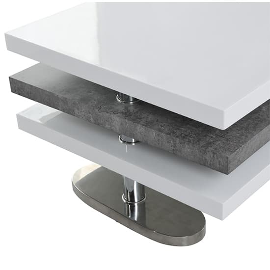 Amani White High Gloss Rotating Coffee Table In Concrete Effect_9