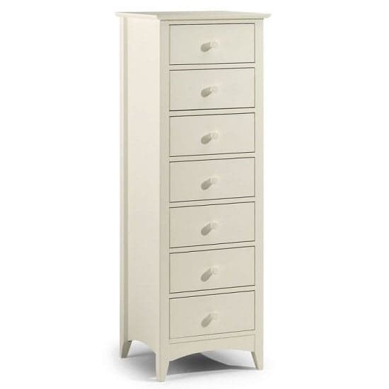 Caelia Narrow Chest of Drawers In Stone White With 7 Drawers_1