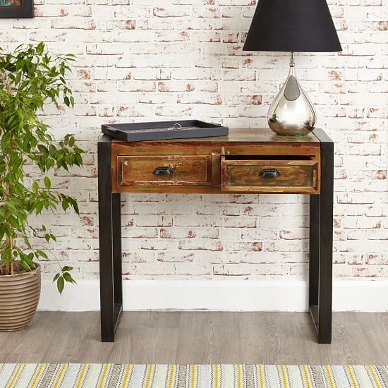 London Urban Chic Rectangular Wooden Console Table With 2 Drawer_2