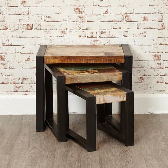 London Urban Chic Wooden 3 Nest of Tables With Steel Frame_3