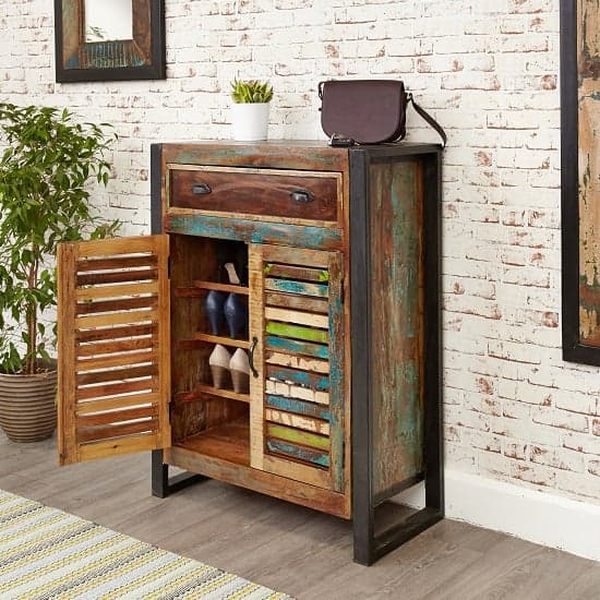 London Urban Chic Wooden Shoe Cabinet With 2 Doors_6