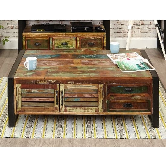 London Urban Chic Wooden Storage Coffee Table With 4 Doors_2