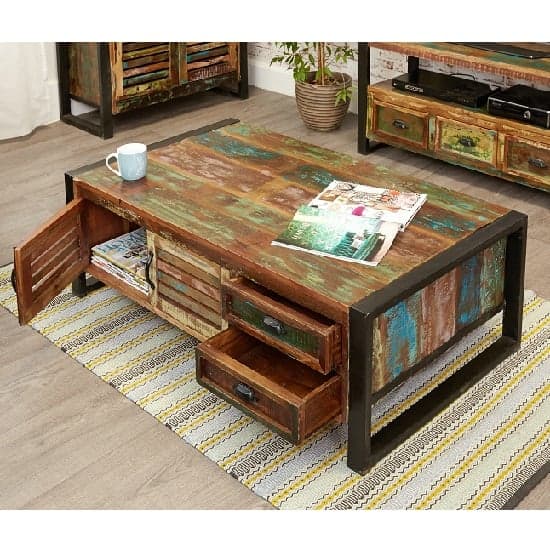 London Urban Chic Wooden Storage Coffee Table With 4 Doors_3