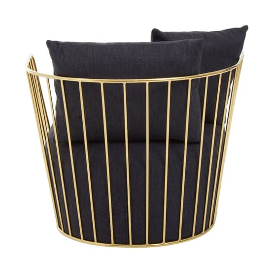 Azaltro Fabric Lounge Chair With Gold Steel Frame In Black_4