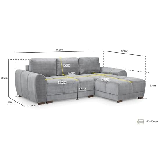 Ambon Plush Velvet Corner Sofabed Universal In Grey_6