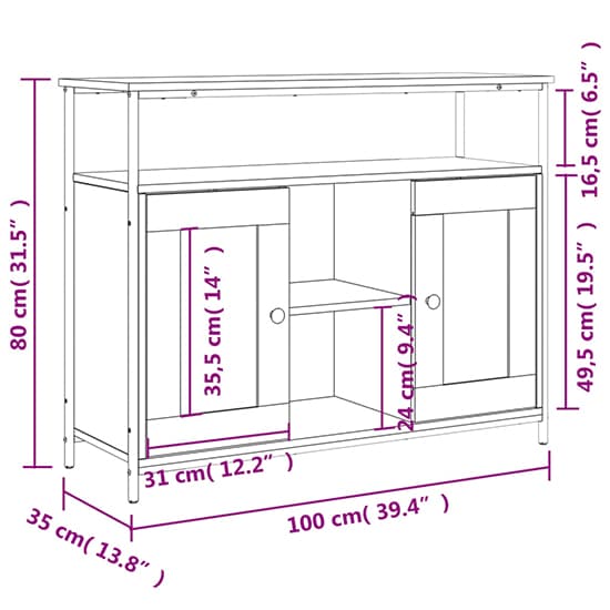 Ambon Wooden Sideboard With 2 Doors 1 Shelf In Black_6