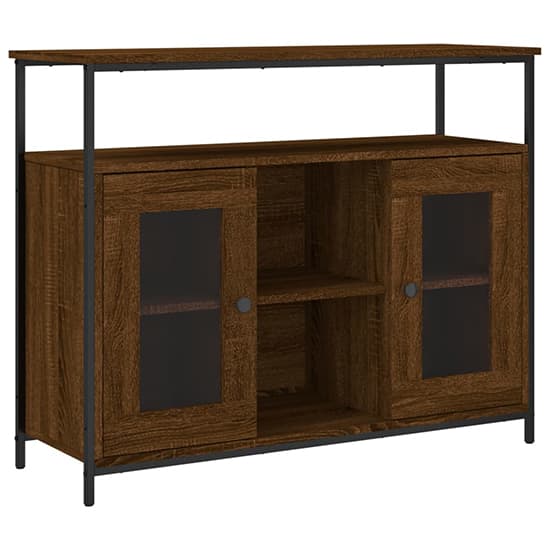 Ambon Wooden Sideboard With 2 Doors 1 Shelf In Brown Oak_2