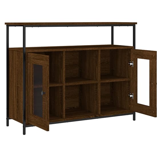 Ambon Wooden Sideboard With 2 Doors 1 Shelf In Brown Oak_3