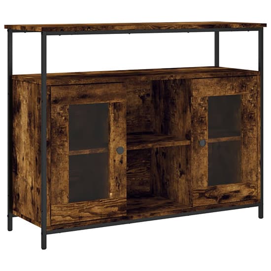 Ambon Wooden Sideboard With 2 Doors 1 Shelf In Smoked Oak_2