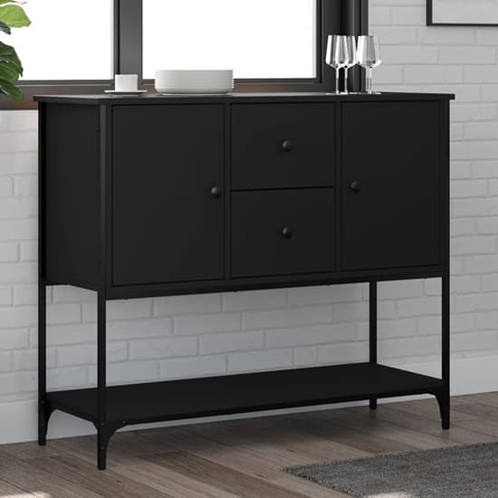 Ambon Wooden Sideboard With 2 Doors 2 Drawers In Black_1