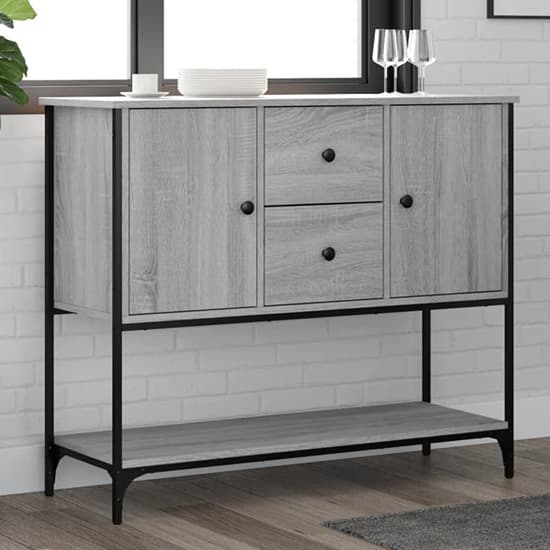 Ambon Wooden Sideboard With 2 Doors 2 Drawers In Grey Sonoma Oak_1